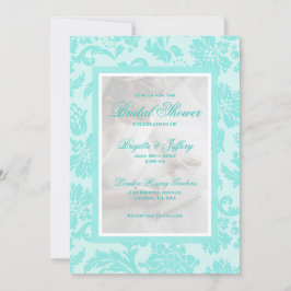 Invitación Elegante ducha de personalizado verde azulada dama
