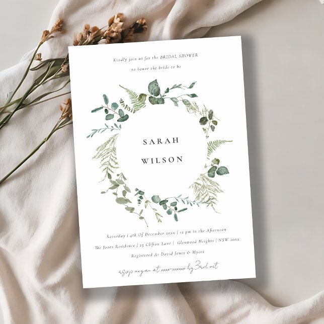 Invitación Elegante ducha espuma de flores de eucalipto botán (Subido por el creador)