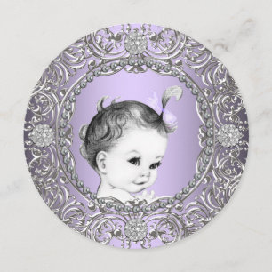 Invitación Elegante ducha Fancy Purple and Silver Baby Girl