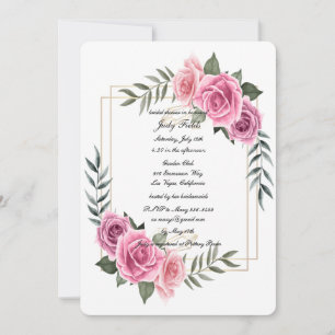 Invitación Elegante ducha geométrica rosa rosa de novia