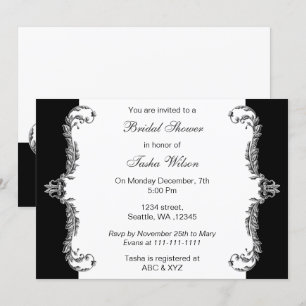 Invitación Elegante ducha gris plateado gris de novia invita