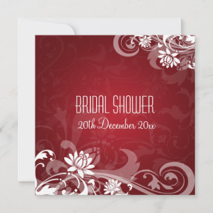 Invitación Elegante Ducha Marea Floral Rojo