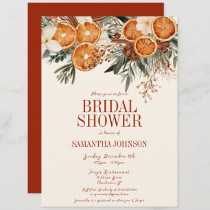 Invitación Elegante ducha marfil-cítricos floral nupcial