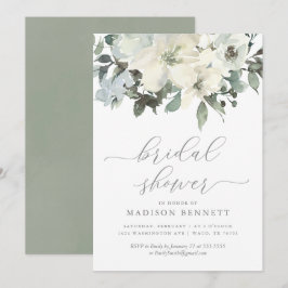 Invitación Elegante ducha marfil y cortina de novia floral