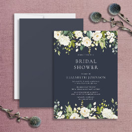 Invitación Elegante ducha marital azul y blanca