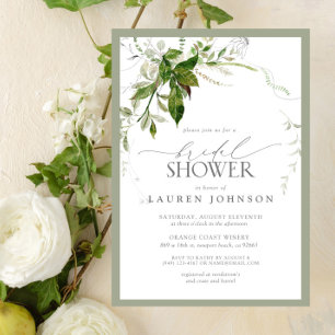Invitación Elegante ducha marital de color esmeralda y taupe