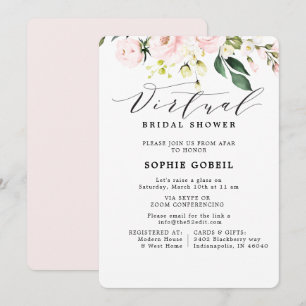 Invitación Elegante ducha marital floral rosa Rubor