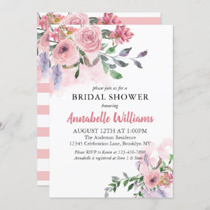 Invitación Elegante ducha marital floral rosa Rubor