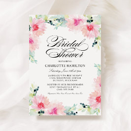 Invitación Elegante ducha marital floral rosa Rubor