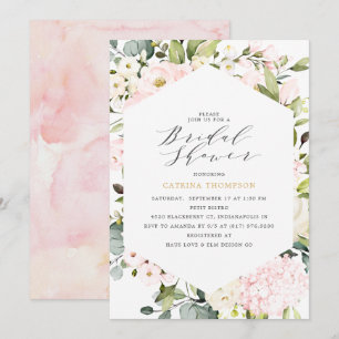Invitación Elegante ducha marital floral Rubor geométrica