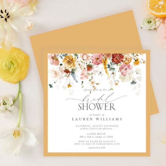 Invitación Elegante ducha marrón amarillo acuarela marrón (Subido por el creador)
