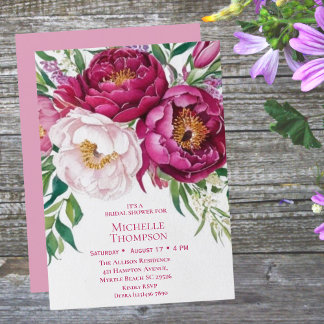 Invitación Elegante ducha marrón blanca floral nupcial