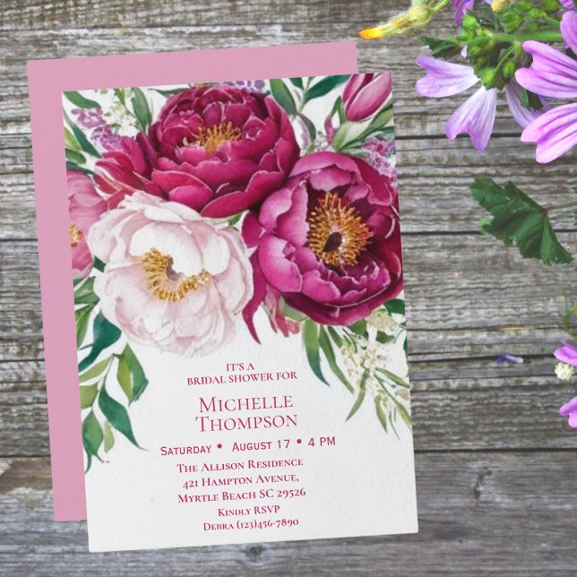 Invitación Elegante ducha marrón blanca floral nupcial (Subido por el creador)