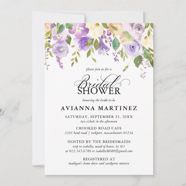 Invitación Elegante ducha marrón blanca floral nupcial (Anverso)