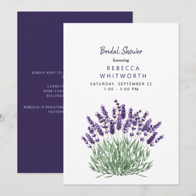 Invitación Elegante ducha marrón de color agua (Anverso / Reverso)