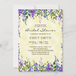 Invitación Elegante ducha marrón floral amarilla novia