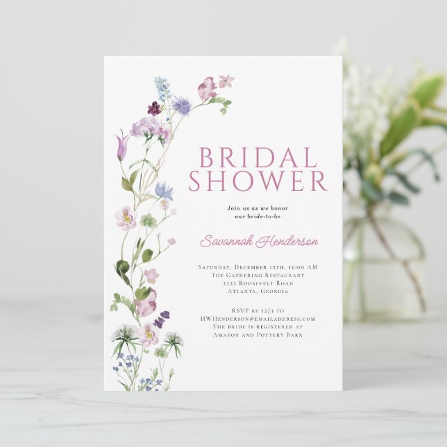 Invitación Elegante Ducha Marrón Floral Bridal De Verano (Anverso de pie)