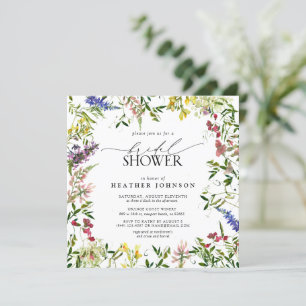 Invitación Elegante Ducha Marrón Floral Bridal De Verano