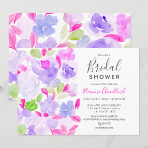 Invitación Elegante ducha marrón floral de color de agua de l