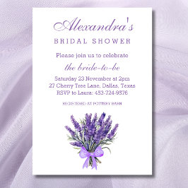 Invitación Elegante ducha marrón floral de lavanda de novia