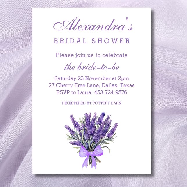 Invitación Elegante ducha marrón floral de lavanda de novia (Subido por el creador)