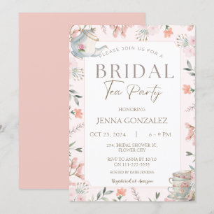 Invitación Elegante ducha marrón floral de té Fiesta de novia