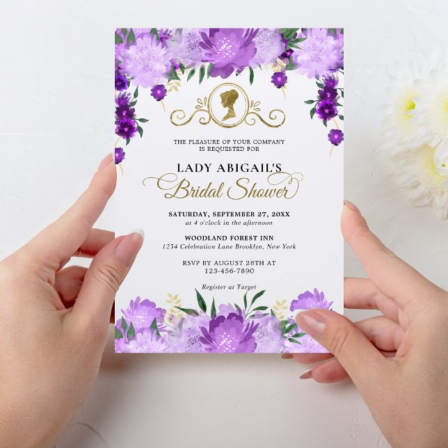 Invitación Elegante ducha marrón floral victoriana de novia (Subido por el creador)