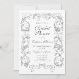 Invitación Elegante ducha marrón gris naranja blanco ornate