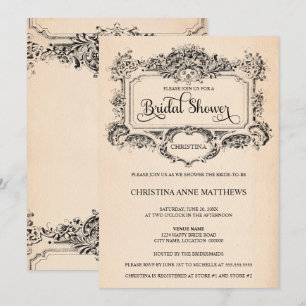 Invitación Elegante ducha marrón ornamenta de novia