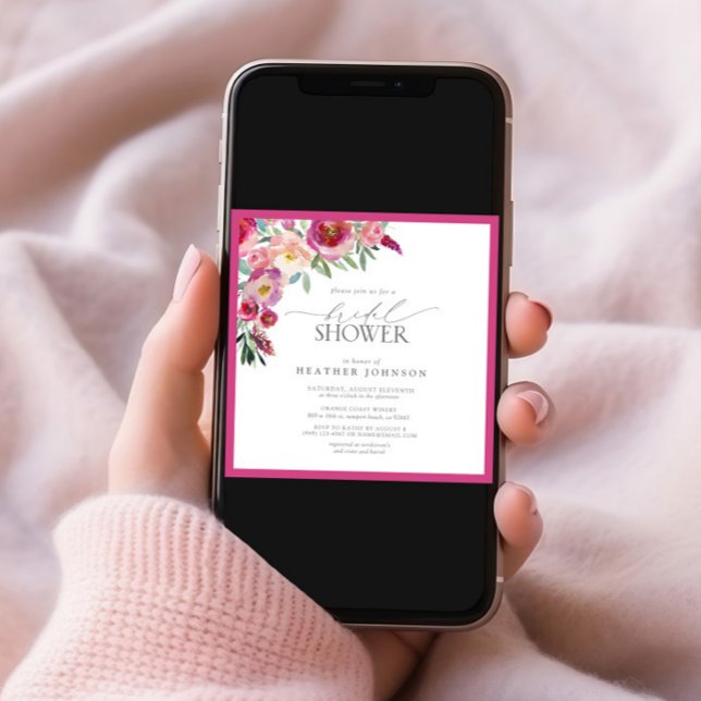 Invitación Elegante ducha marrón rosa floral de agua (Subido por el creador)