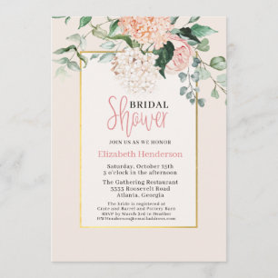 Invitación Elegante ducha marrón rosa floral de agua