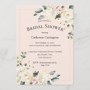 Invitación Elegante ducha marrón rosa floral de agua