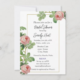 Invitación Elegante ducha marrón rosa rosa rosa rosa rosa de 