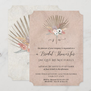 Invitación Elegante ducha marrón rosa y naranja blanca