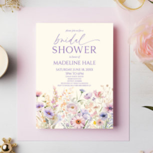 Invitación Elegante ducha marrón rosada de flores silvestres