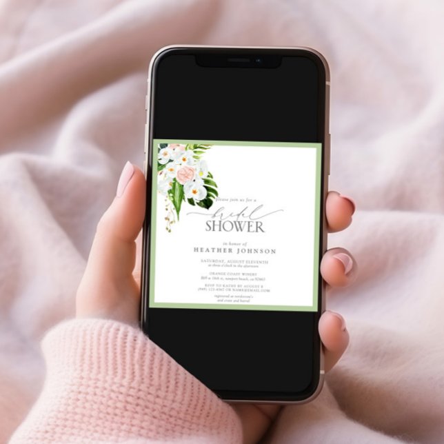 Invitación Elegante ducha marrón tropical de color orquídea (Subido por el creador)