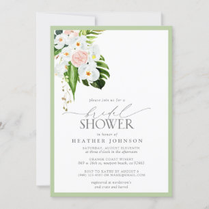 Invitación Elegante ducha marrón tropical de color orquídea