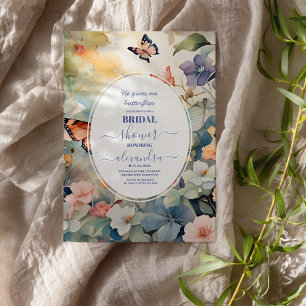 Invitación Elegante ducha marrón y dorada de mariposa