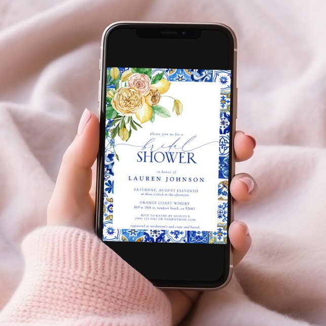 Invitación Elegante ducha mediterránea con flores de limón fl (Subido por el creador)