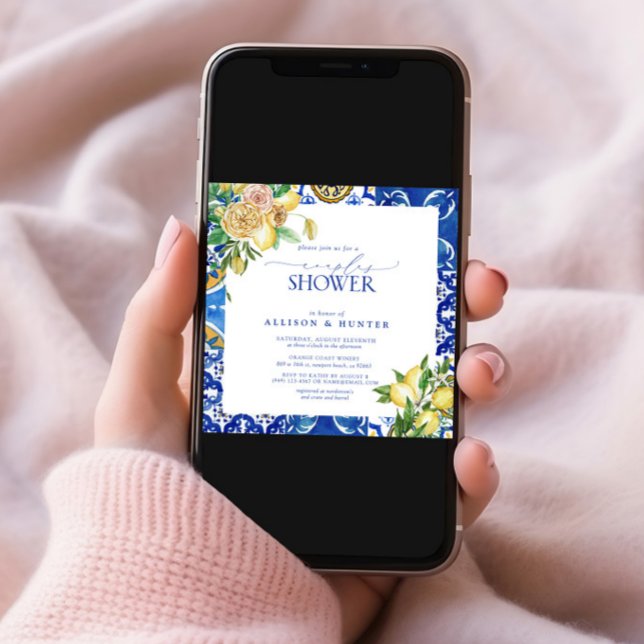 Invitación Elegante ducha mediterránea con Parejas Florales d (Subido por el creador)