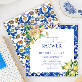 Invitación Elegante ducha mediterránea de matrimonio floral d