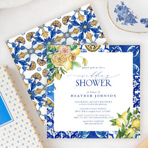 Invitación Elegante ducha mediterránea de matrimonio floral d