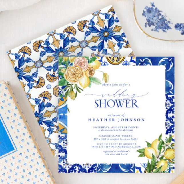 Invitación Elegante ducha mediterránea de matrimonio floral d (Subido por el creador)