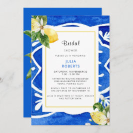 Invitación Elegante ducha mediterránea floral y limonera