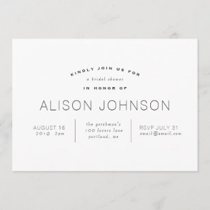 Invitación Elegante Ducha Minimalista De Novias Negras Y Blan