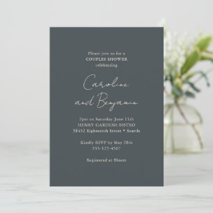 Invitación Elegante ducha Minimalista moderna negra en pareja