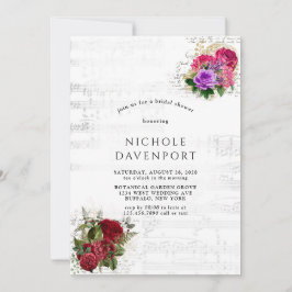 Invitación Elegante ducha musical floral nupcial
