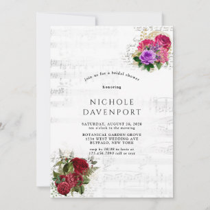Invitación Elegante ducha musical floral nupcial