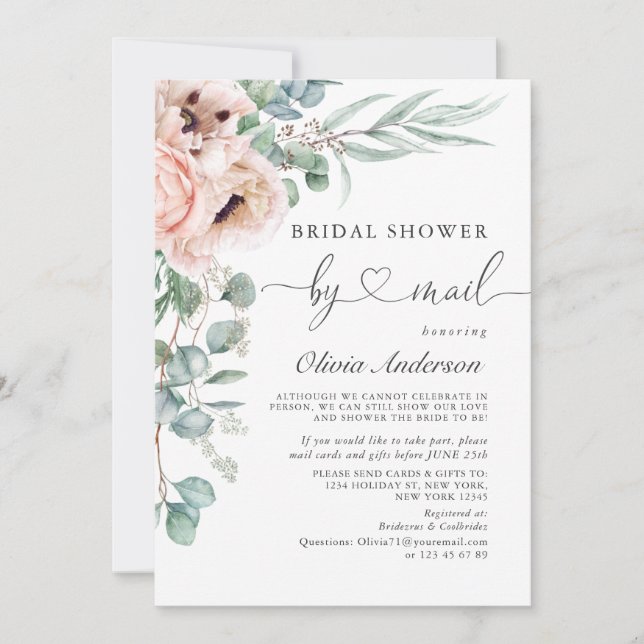 Invitación Elegante Ducha Nodal Eucalyptus Por Correo (Anverso)