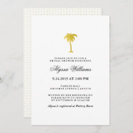Invitación Elegante Ducha Nodal Faux Gold Palm Tree